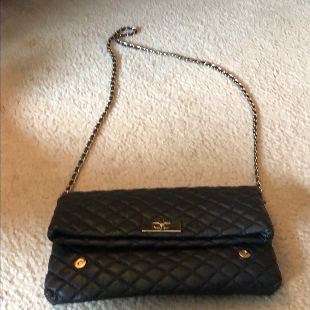 Black faux leather bag